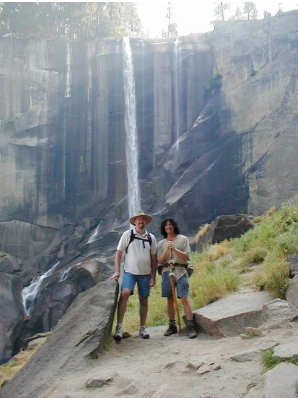 Mike and a friend at Vernal Fall, Yosemite