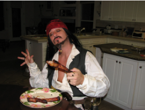 Mike as Jack Sparrow in the kitchen